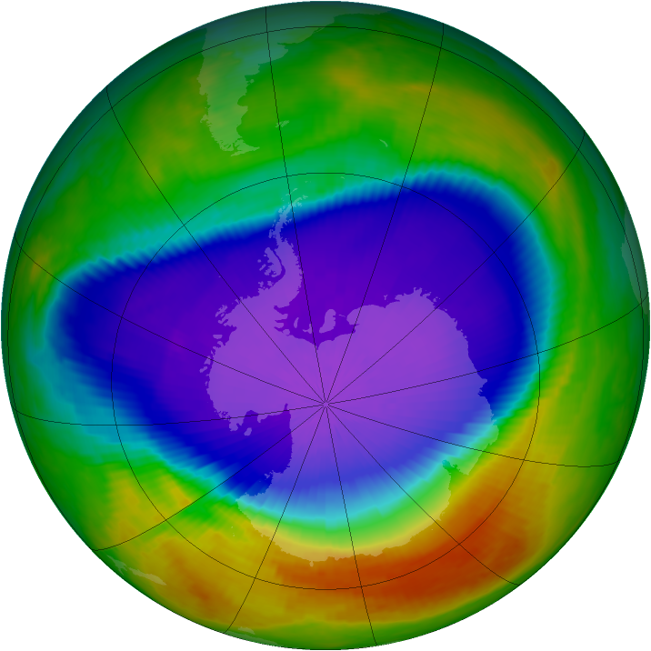 Antarctic ozone map for 02 October 2000